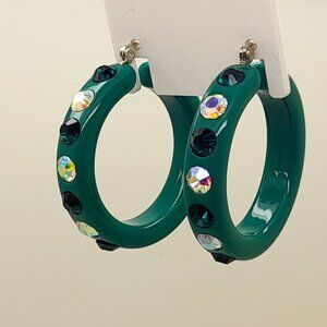 Vintage style dark green color Lucite Acrylic1.5 inch Hoop party Fashion Earring